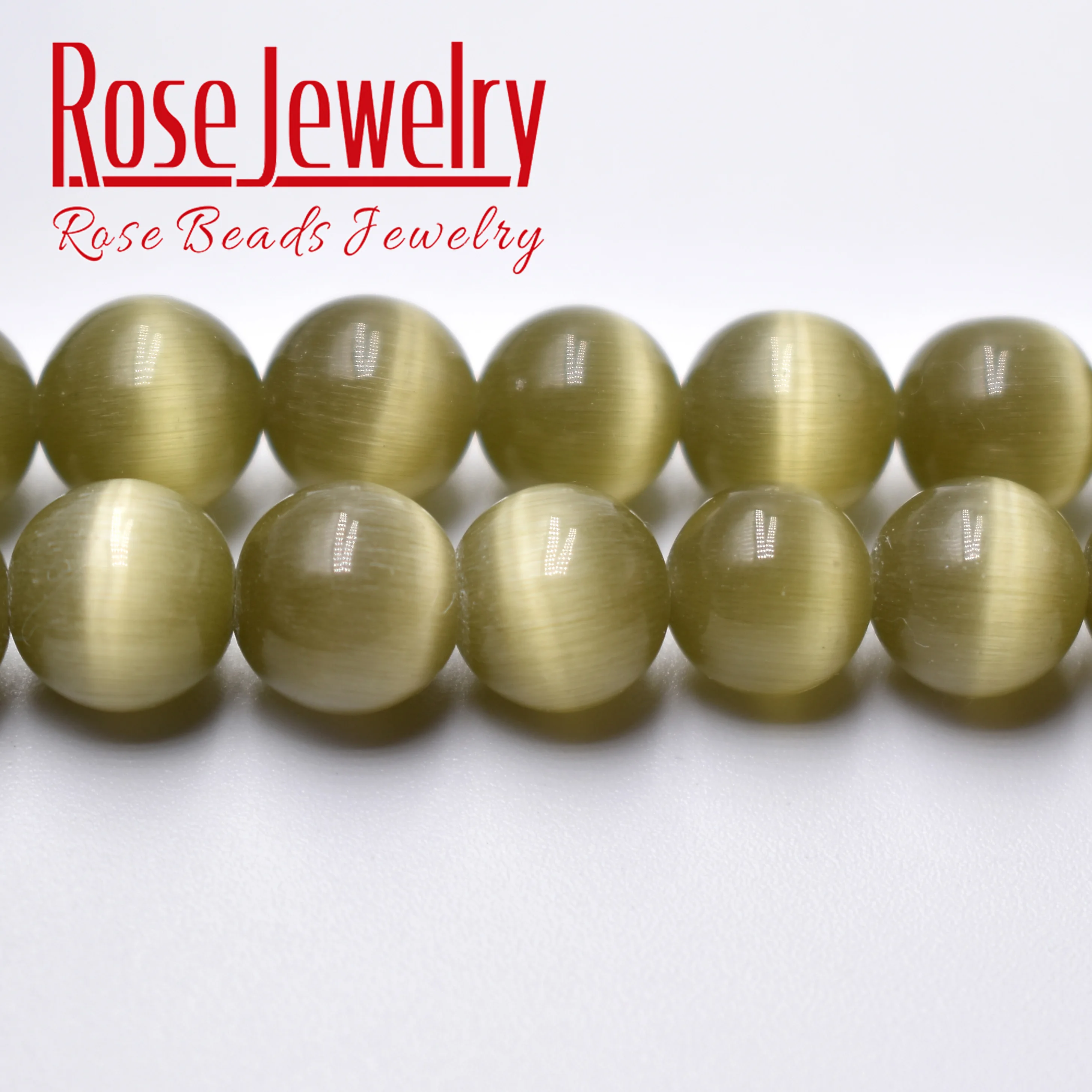 

ArmyGreen Cat Eye Beads High Quality Smooth Round Loose Beads For Jewelry Making Opal Stone Diy Charm Bracelets 4/6/8/10/12 MM