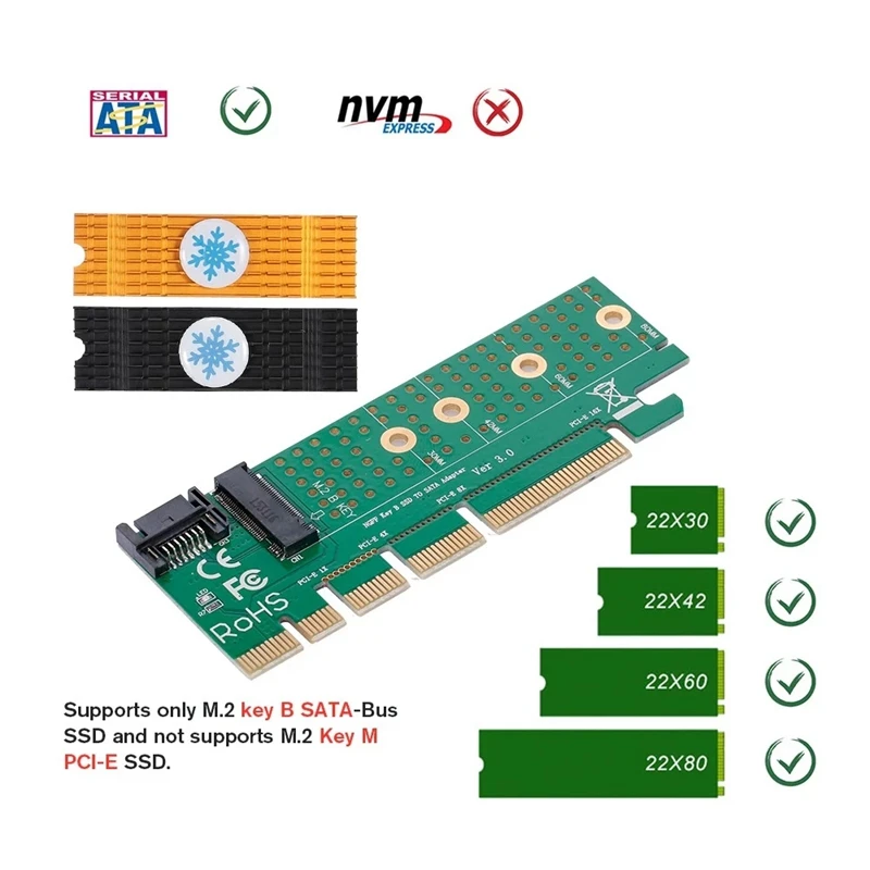 NGFF M.2 B Ключ SATA Bus SSD в SATA3 адаптер конвертер карта PCI Express слот с радиатором кабель