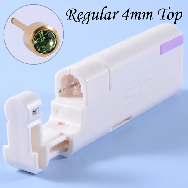 2PCS Ear Nail Gun Disposable Aseptic Household Ear Piercing Gun Portable Ear Piercing Gun Group Sterilized Ear Piercing Unit Pair Gold Peridot