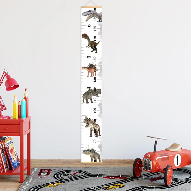 Линейка с мультяшным динозавром деревянная подвесная высота таблица роста Декор