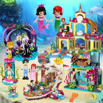 

Disney Classic movie Mermaid Series 3 in 1undersea palace Building Model building block girl toys suit Children toys Gift