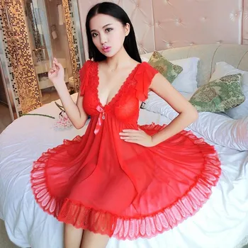 

2019 fashion design sexy ladies new summer thin section mesh nightdress
