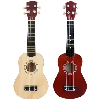 

2set 21 Inch Soprano Ukulele 4 Strings Hawaiian Guitar Uke + String + Pick for Beginners Kid Gift(Natural&Red Brown)