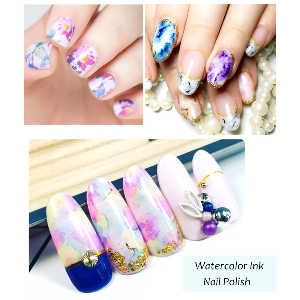 15ml Watercolor Ink Nail Polish Blooming Gel Smoke Effect Magic Smudge Bubble DIY Varnish Manicure Decoration Nail Fashion TSLM2