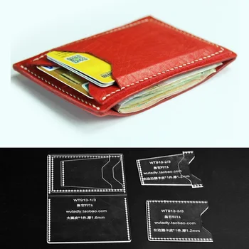 

WUTA 913 Vertical Section Mini Card Holder Acrylic Template Leather Pattern Set Craft Cutting Tool Model for DIY Small Card Case