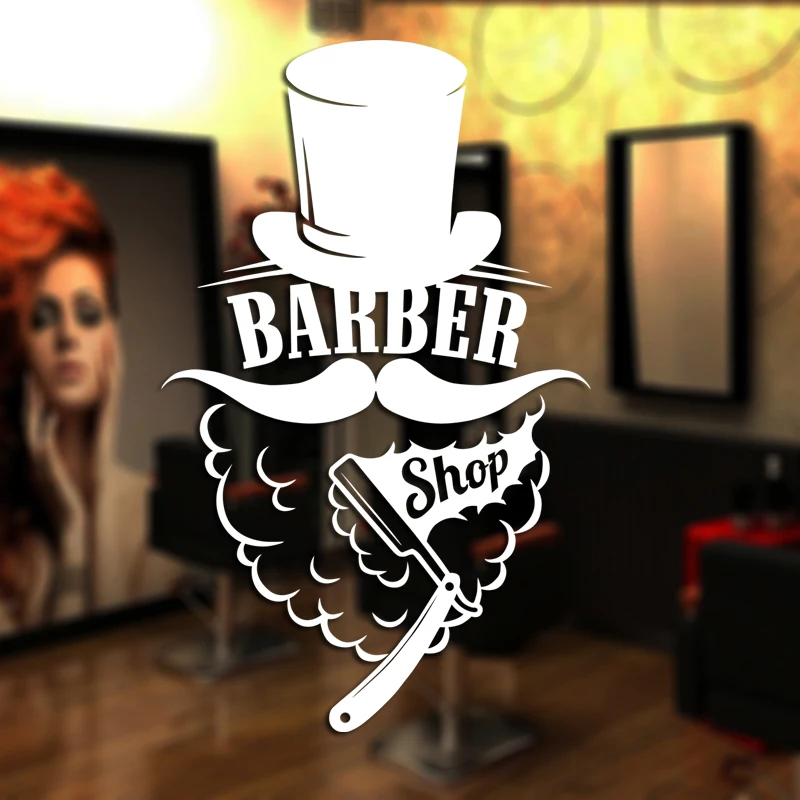Man Barber Shop Sticker Shave Chop Bread Decal Haircut Shavers Posters Vinyl Wall Art Decals Decor Windows Decoration Mural