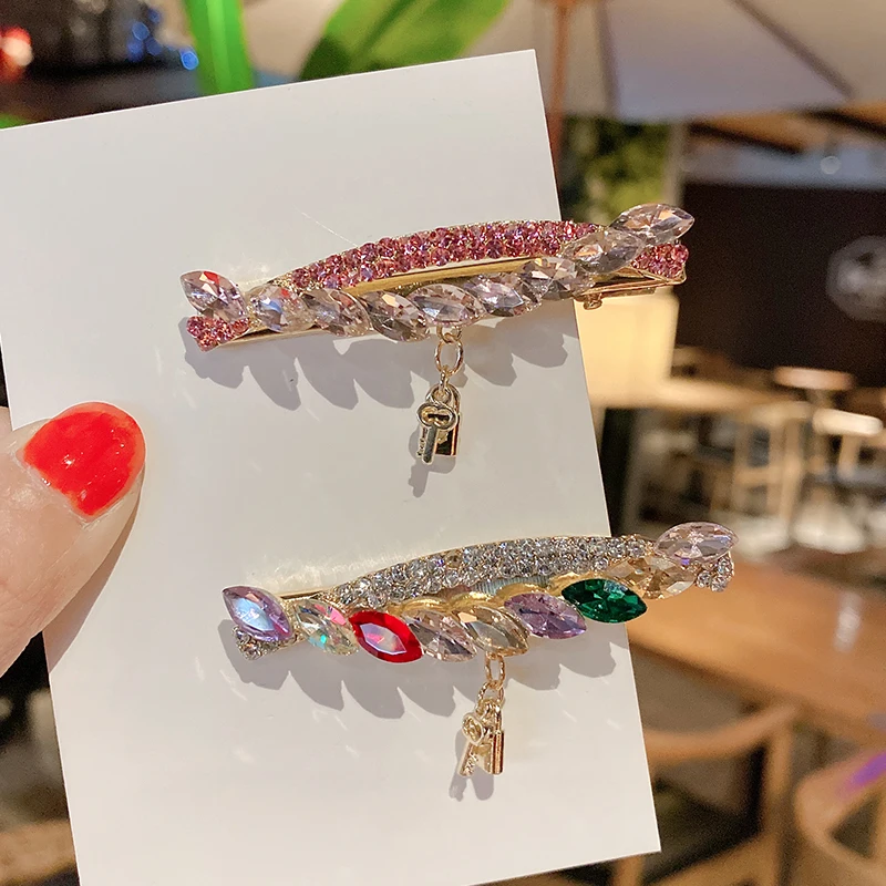 

Cute Wheat Colorful Rhinestone Hairclips Women Sweet Pendants BB Clips Barrettes Party Street Hair Accessories Hairpin 2021