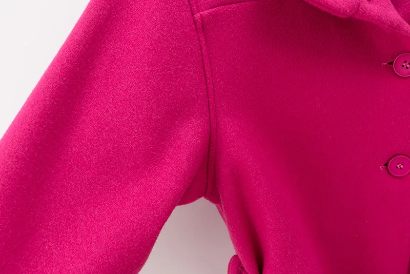 Autumn& Winter WOMEN'S Dress New Products Solid Color Loose-Fit Long Sleeve Single Breasted of Belt Woolen Jacket Casual O