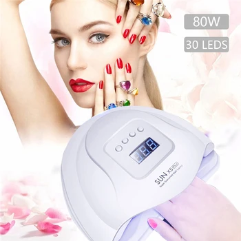 

80W Nail Polish Curing Lamp for Fingernail with Sensor Manicure Sun Light Lamp 10s/30s/60s/99s Timer Setting and LCD Display