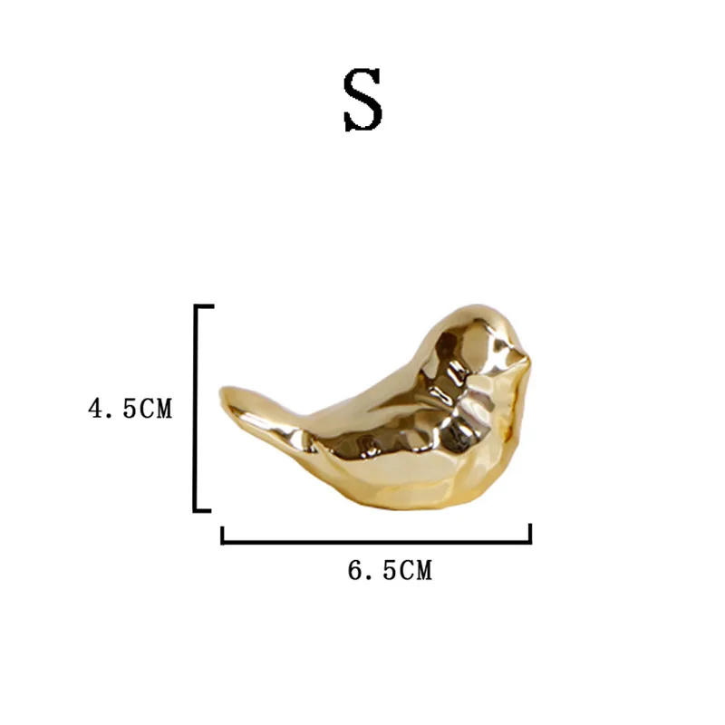 Креативные керамические золотистые птицы украшение ручной работы Рабочий стол с книжными полками фигурки украшения для дома аксессуары изображение Птицы Искусство Свадебный декор - Цвет: S