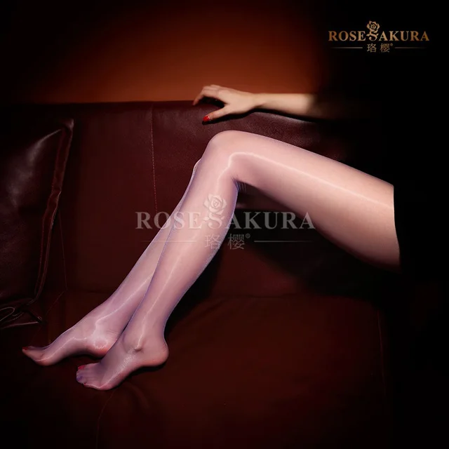 2021 Aurora Sexy Oil Shiny Thin Stockings for Women High Elastic Open Crotch Pantyhose Clubwear Seamed Without Waistline Tights purple