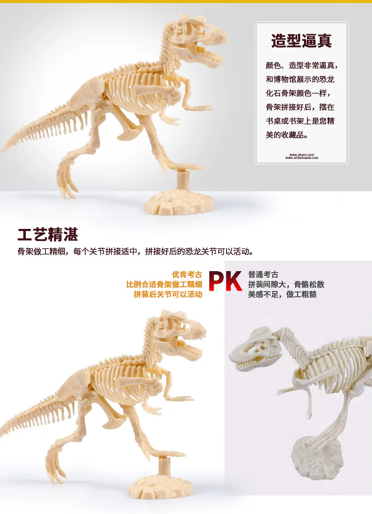 6 type Jurassic Dinosaur Velociraptor Fossil excavation kits Education archeology Exquisite Toy Set Education Child Gift