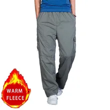 Осень Зима теплые флисовые брюки мужские повседневные брюки мягкая бархатная подкладка Брюки карго Свободные мешковатые хип-хоп шаровары для бега мужская одежда