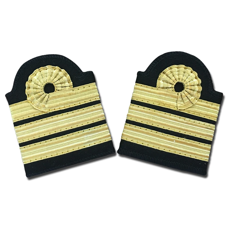 

3/4 Gold Bars Airline Pilot Epaulets Captain Shoulder Boards Insignia Sliders High Quality Aviation Academy Epaulette