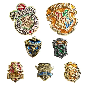 

7Pcs|set Top HP Potter Magic Academy Badge Pendant Brooches Classic Hufflepuff Ravenclaw Slytherin Logo Brooch Pins