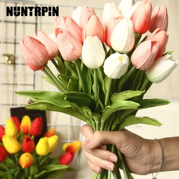 

5pcs Tulip Artificial Flower Real Touch Artificial Bouquet Fake Flower for Wedding Decoration Flowers Home Garden Decor