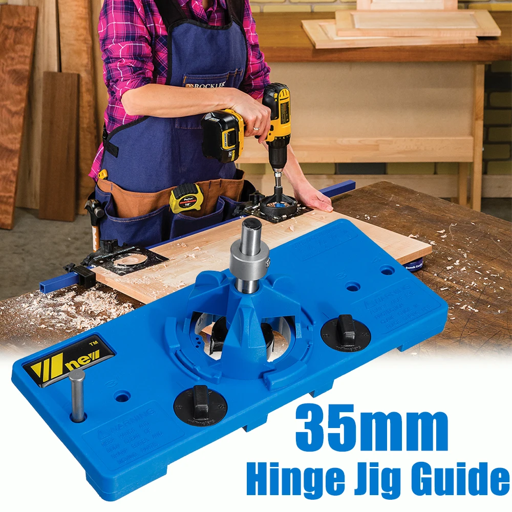 

35Mm Concealed Hinge Drilling Jigs Hinge Hole Saw Jig Drilling Guide Locator Hole Opener Door Cabinets Woodworking Diy Tool Set