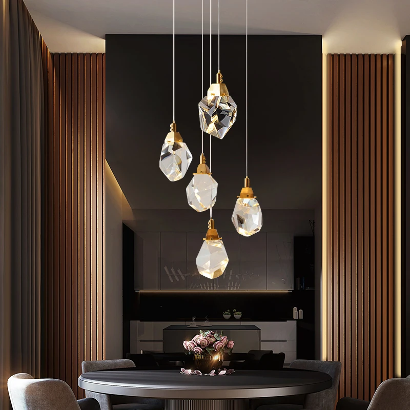 Cucina bar lampadario soggiorno sala lampadario lampadario di cristallo di  lusso illuminazione lampada per scale in cristallo a LED per uso domestico  in oro - AliExpress