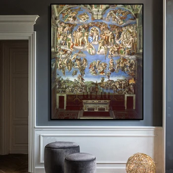 

Famous Painting The Last Judgement by Michelangelo Posters and Prints Wall Art Canvas Painting for Living Room Decor No Frame