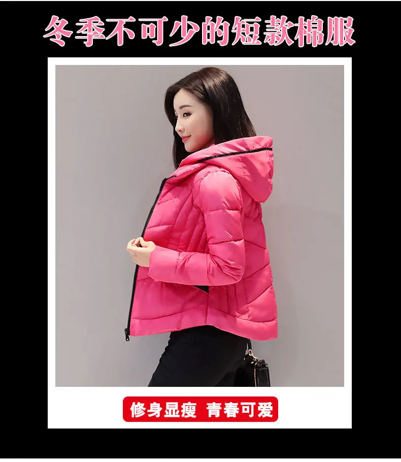 New Style Small Cotton-Padded Jacket Thick Coat Winter Cotton-padded Clothes Women's Short Korean-style Slim Fit Hooded Cot