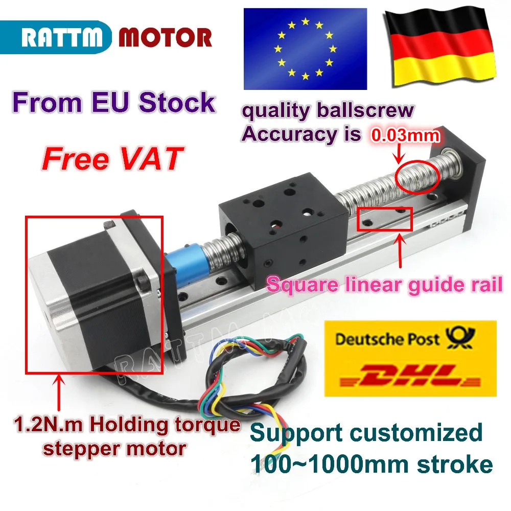 CBX1605-Ballscrew-Linear-Stage-Actuator-100-200-300-400-500-600mm-Square-Linear-rail-Nema23-Stepper