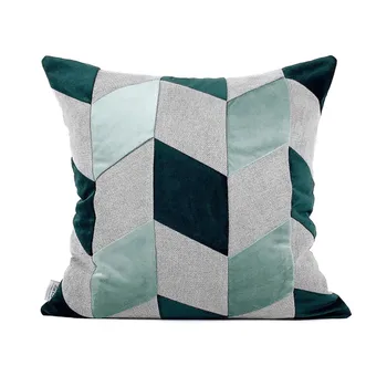 

DUNXDECO Big Square SCushion Cover Decorative Pillow Case Modern Nordic Green Gray Geometric Patchwork Sofa Chair Coussin