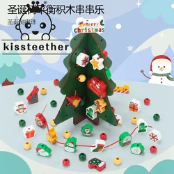 Kistether – arbre de noël Montessori, jouet perlé, chaîne en bois, blocs de construction, jouets éducatifs en bois, jouet de noël 