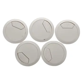

5 piece office desk table computer 60 mm cable pin hole cover- gray