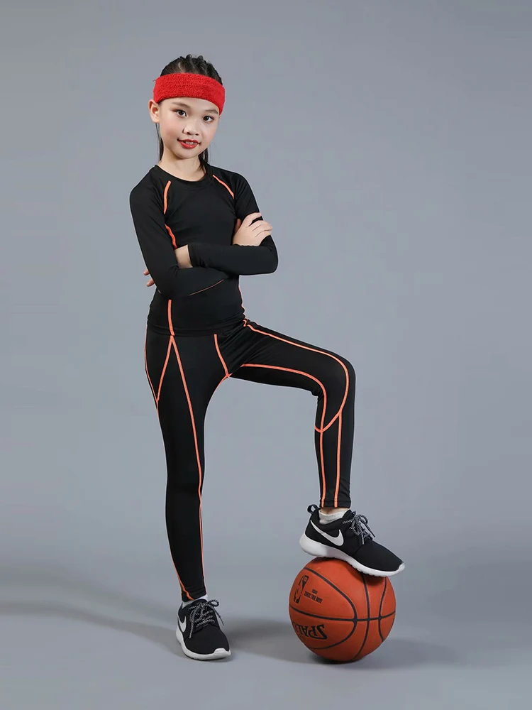 Термобелье для мальчиков и девочек компрессионная футболка штаны фитнеса