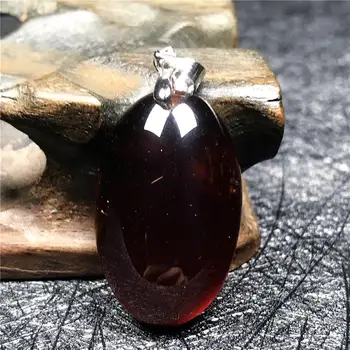 

Top Natural Red Garnet Necklace Pendant For Woman Lady 23x17x6mm Oval Beads Gemstone Silver Clear Crystal Fashion Jewelry AAAAA