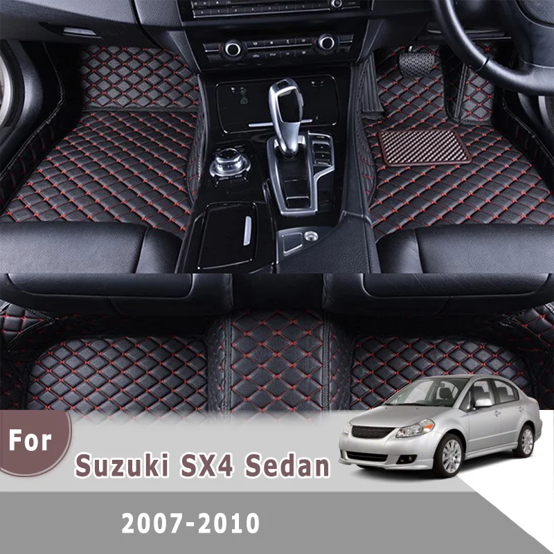 

RHD Custom Car Floor Mats For Suzuki SX4 Sedan 2010 2009 2008 2007 Leather Carpets Auto Interior Accessories Foot Pads Covers