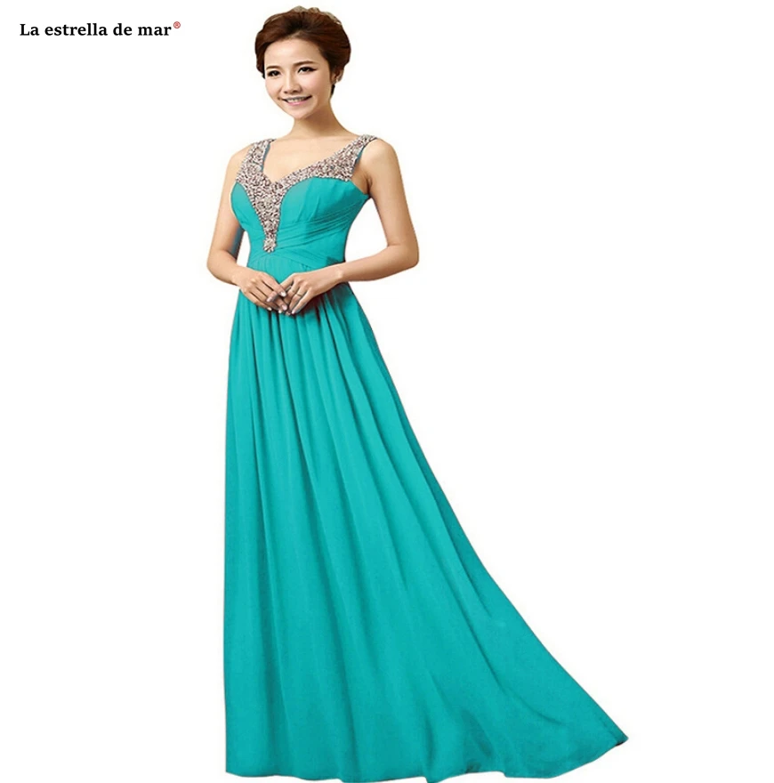 Vestido madrinha, сексуальное шифоновое платье трапециевидной формы с v-образным вырезом, украшенное бисером, цвета: зеленый, синий, розовый, фиолетовый, желтый, длинное платье подружки невесты для свадебной вечеринки
