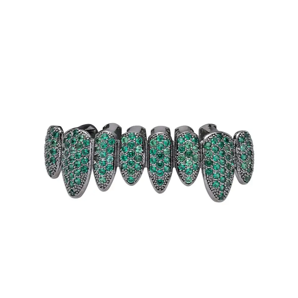 Новые восемь циркона Grillz с цирконом хип-хоп брекеты нерегулярные личности цветные золотые зубы - Окраска металла: Emerald bottom