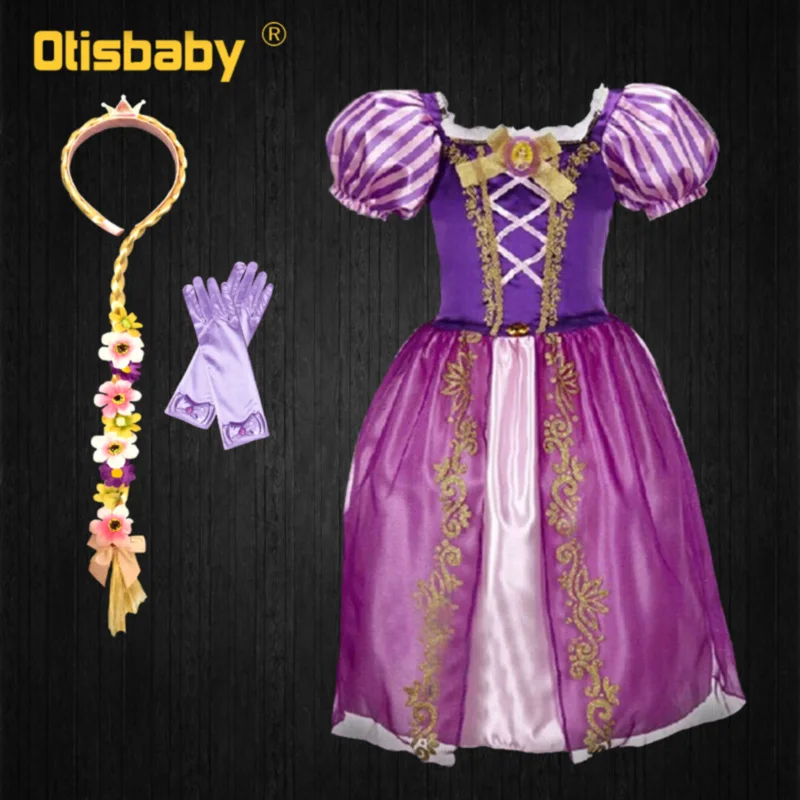 Girls Princess Rapunzel Dress Baby Summer Infant Girls Halloween New Year Carnival Costume Child The Tangled Role Playing Frocks