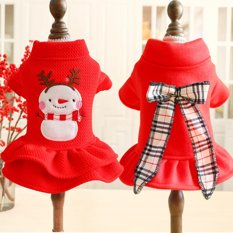 Красные рождественские платья для собак пальто X'mas костюмы для собак Одежда для собак плюшевый Пудель Чихуахуа XS s m l xl