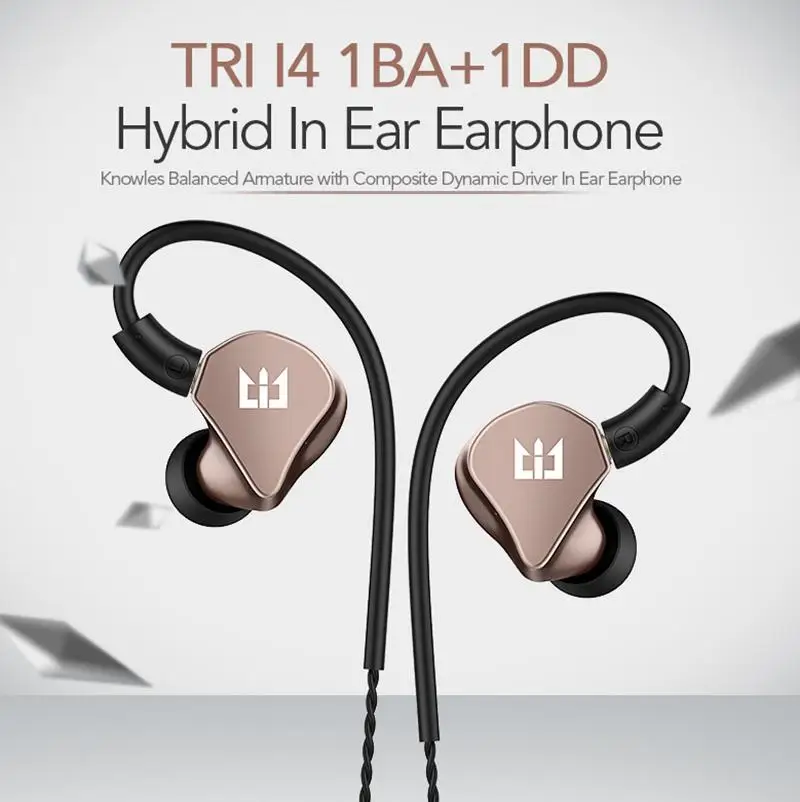 

TRI I4 Knowles Balanced Armature 1BA+1DD Hybrid CNC Metal Hifi Music Monitor Studio Running Sport 3.5mm MMCX Earphones Earbuds