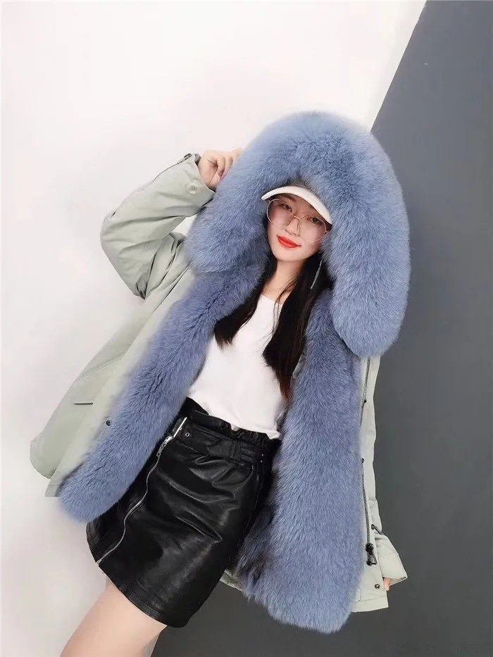 Chaquetas Mujer Женская парка из натурального Лисьего меха, зимняя меховая подкладка из натурального Лисьего меха, пальто для женщин