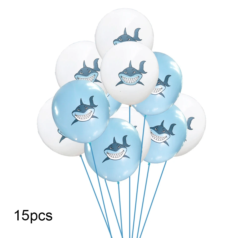 shark balloon-A Креативный DIY синий Акулья тема День Рождения украшения Детские воздушные шары помпон фотобудка одноразовая посуда детский душ Декор - Цвет: shark balloon-A