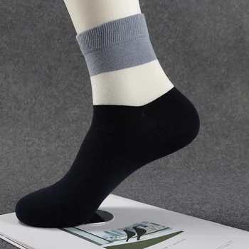 

Men Solid Cotton Striped Ankle Sock Blac Grey Navy Khaki Crew Socks Business Men Winter Thick Short Sport Sock 5 Pairs/lot AL232