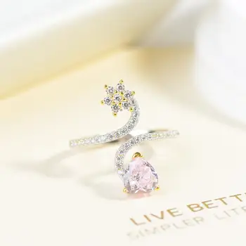 

1 Carat Diamond Test Past Brilliant Cut D Color Cute Pink Heart Moissanite Ring Silver 925 Real VVS1 Nature Gemstone Daisy Ring