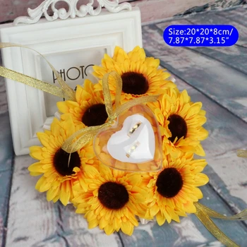 

Ring Box Sunflower Cushions Pillow Decoration For Wedding Jewelry Gifts Romantic