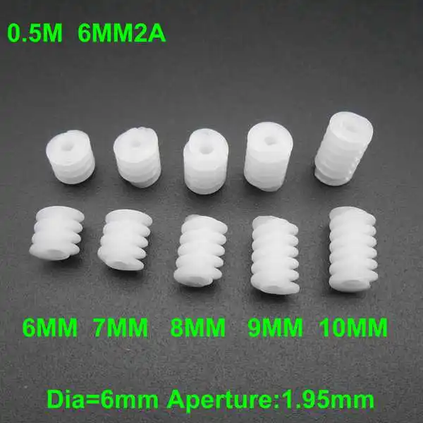 Description Picture 2 of item100Pcs X 0.5M 6MM Plastic Worm Reduction Gear 0.5 Modulus Aperture Hole 2MM 1.95MM Tight Fit 5 Kinds Length 6MM 7MM 8MM 9MM 10MM