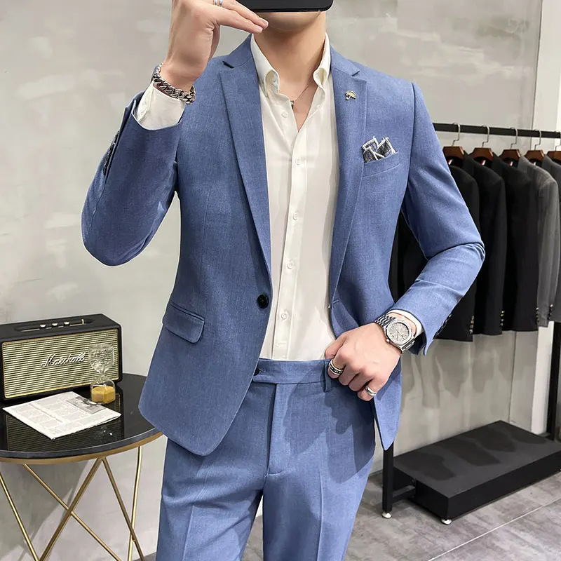 Trajes coreanos ajustados hombre, ropa profesional informal de negocios, de un solo pecho, de color 2021|Trajes| - AliExpress