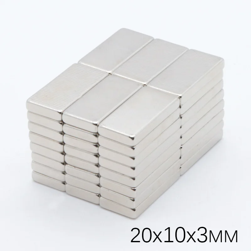 10 шт 20x10x3 мм, неодимовый магнит блок N35 постоянный супер сильный, мощный маленькие магнитные магниты квадратный редкоземельные элементы NdFeB