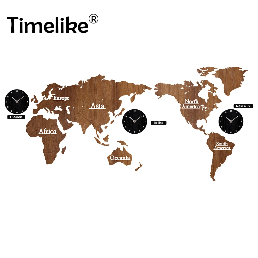 Настенные часы «сделай сам» 3D Карта мира большие деревянные МДФ деревянные наручные часы, настенные часы современный дизайн Европейский стиль круглые немой настенные часы Новые