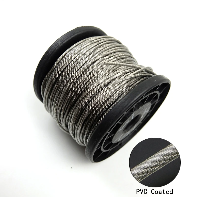 Wire-Rope Soft-Cable Flexible 304-Stainless-Steel 100-Meter Pvc-Coated Transparent