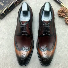 Luxury Classic Mens Brogue Oxfords Dress Shoes Genuine Cow Leather Lace Up Male Formal Footwear Wedding Italian Shoes Luxury Classic Mens Brogue Oxfords Dress Shoes Genuine Cow Leather Lace Up Male Formal Footwear Wedding Italian Shoes