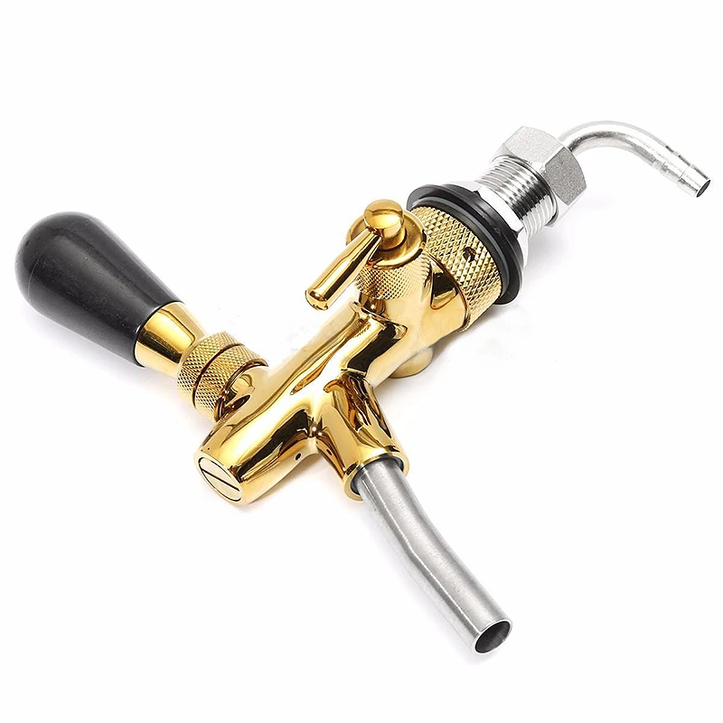 JX-LCLYL Adjustable Pub Bar Draft Beer Faucet G5/8 Shank Gold Plating for Kegerator Tap