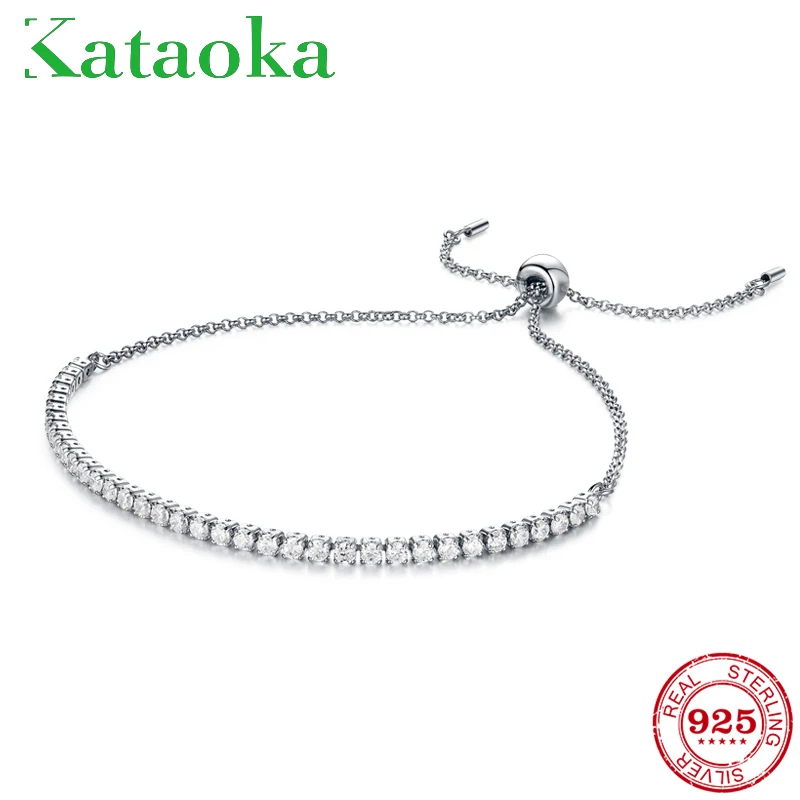 

Authentic New Brand Women Adjustable Bracelet 100% 925 Sterling Silver CZ Crystal Charm Bracelet For Women Wedding Jewelry