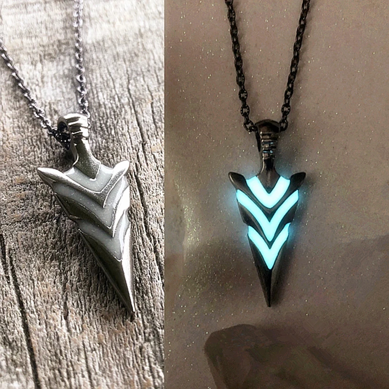Collar luminoso con colgante de flecha para hombre, collar de cadena larga, joyería de Hip Hop que brilla en la oscuridad, collar de encaje, accesorios regalo|Collares de cadena| AliExpress